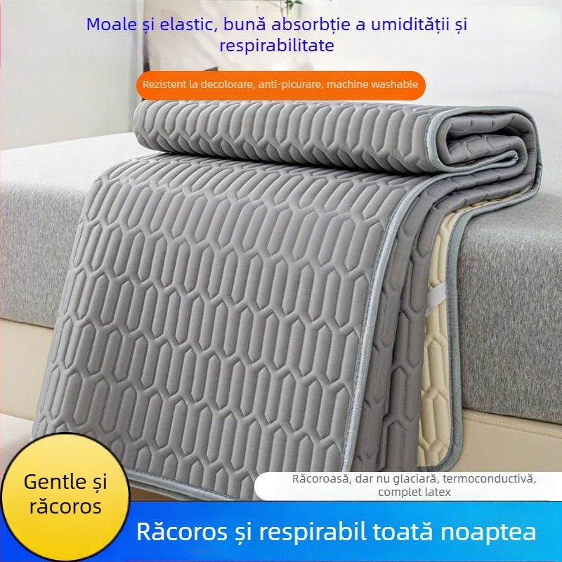 Covoraș de pat din viscoză (ice silk), saltea răcoroasă pliabilă pentru cămine studențești, țesătură imprimată, stil modern simplu