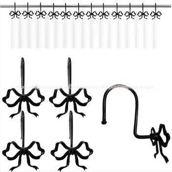 Cârlig pentru perdea în formă de fundă – Fier + aliaj de zinc, Stil modern minimalist, Inel decorativ pentru perdea de duș