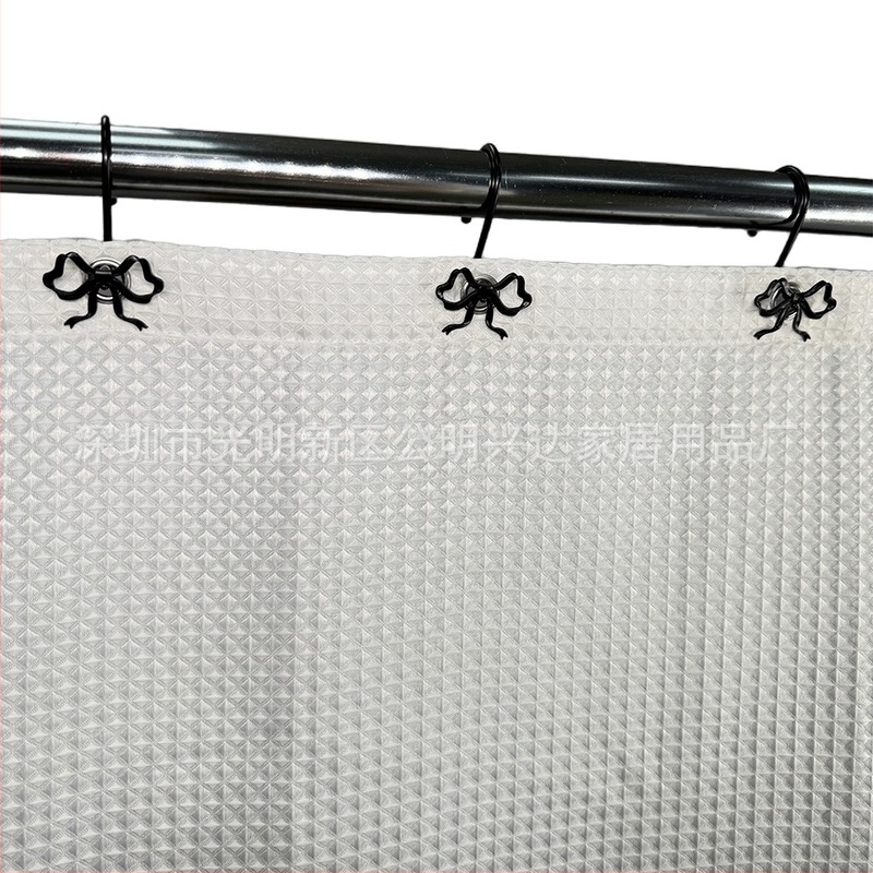 Cârlig pentru perdea în formă de fundă – Fier + aliaj de zinc, Stil modern minimalist, Inel decorativ pentru perdea de duș