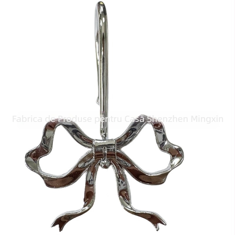 Cârlig pentru perdea în formă de fundă – Fier + aliaj de zinc, Stil modern minimalist, Inel decorativ pentru perdea de duș