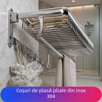 Raft de prosoape pe perete, 1 nivel, oțel inoxidabil 304, montaj fără găuri, capacitate de peste 10 lb
