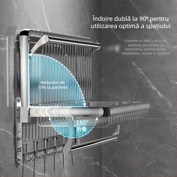 Raft de prosoape pe perete, 1 nivel, oțel inoxidabil 304, montaj fără găuri, capacitate de peste 10 lb