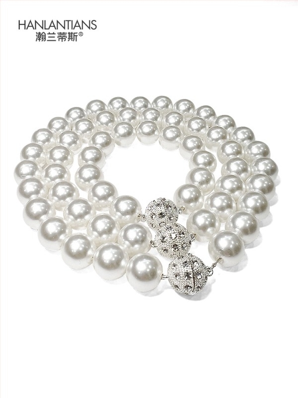 Curele de prindere pentru perdea cu decor magnetic și perle din rhinestone, material țesut, stil simplu și modern
