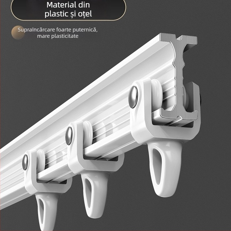 Șină flexibilă pentru draperii cu suporturi fixe pentru fereastră în formă U și bară în formă L, montaj superior