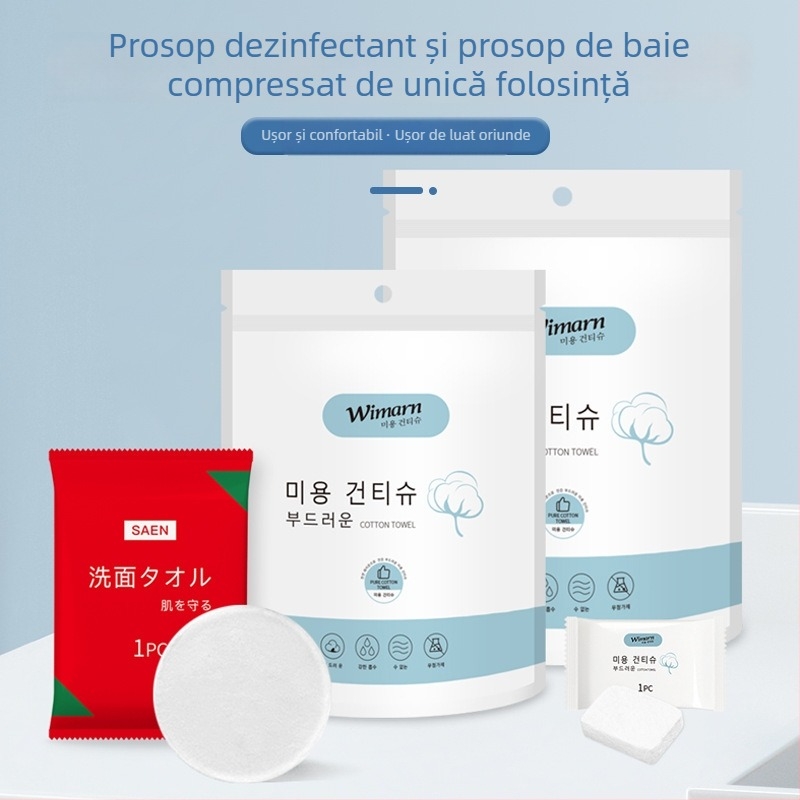 Prosop comprimat de unică folosință pentru călătorii, fibre vegetale, peste 50 g, ambalat individual, portabil