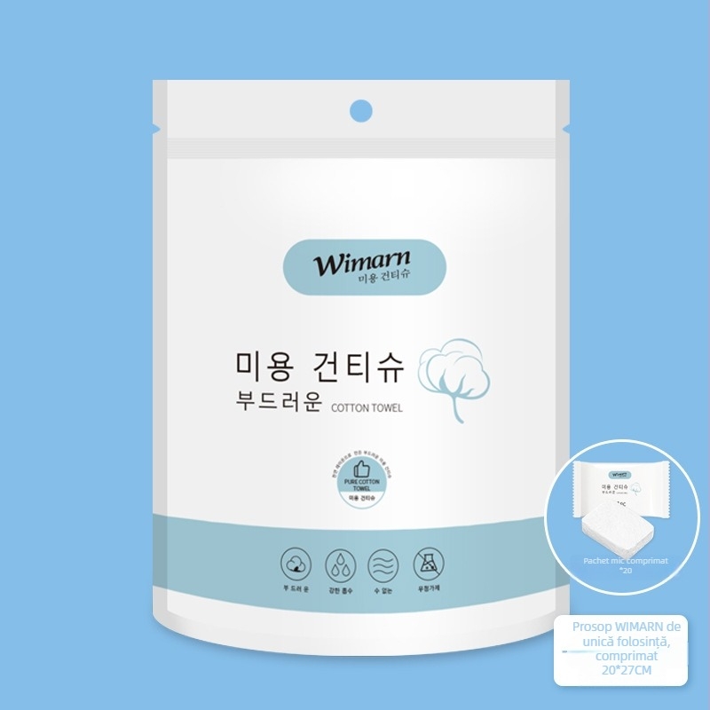 Prosop comprimat de unică folosință pentru călătorii, fibre vegetale, peste 50 g, ambalat individual, portabil