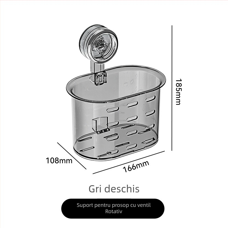 Cutie de depozitare pentru prosoape de față cu ventuză, plastic, montaj fără găuri, coș de drenaj atârnat pentru baie