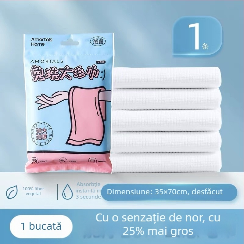 Prosop de baie Wood grape, de unică folosință, utilizare uscată și umedă, comprimat prin vid, ambalaj separat pentru călătorie, 100% fibră de celuloză regenerată