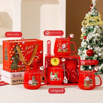 Set de căni ceramice cu design cartoon; Cadou de Crăciun şi Halloween; Potrivit pentru cadouri de afaceri
