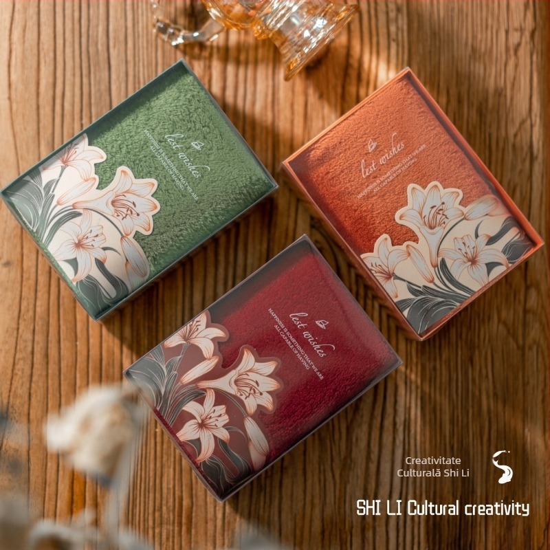 Cutie cadou cu prosop Shili, fleece coral, cadou de nuntă