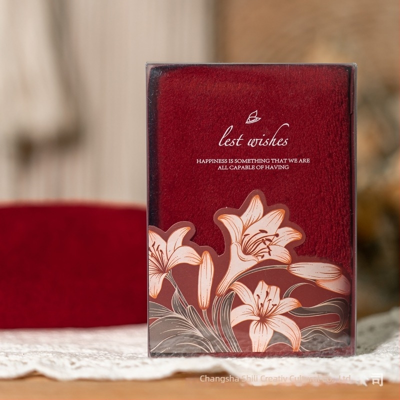 Cutie cadou cu prosop Shili, fleece coral, cadou de nuntă