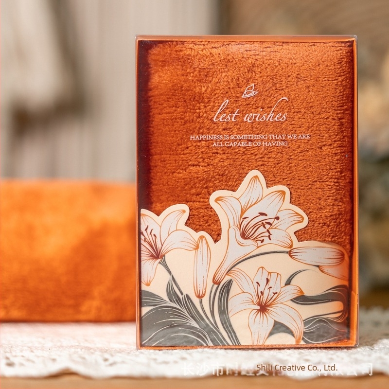 Cutie cadou cu prosop Shili, fleece coral, cadou de nuntă