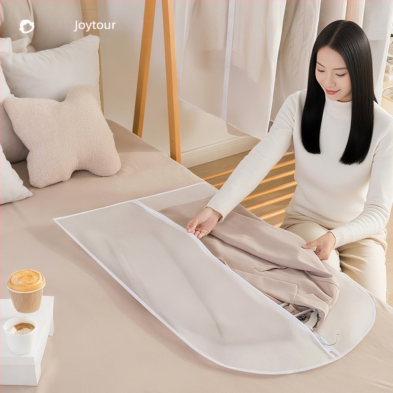 Sac de praf pentru haine din PEVA, transparent, lavabil, atârnat, protecție împotriva prafului și umezelii, pentru paltoane și costume