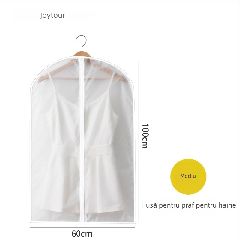 Sac de praf pentru haine din PEVA, transparent, lavabil, atârnat, protecție împotriva prafului și umezelii, pentru paltoane și costume
