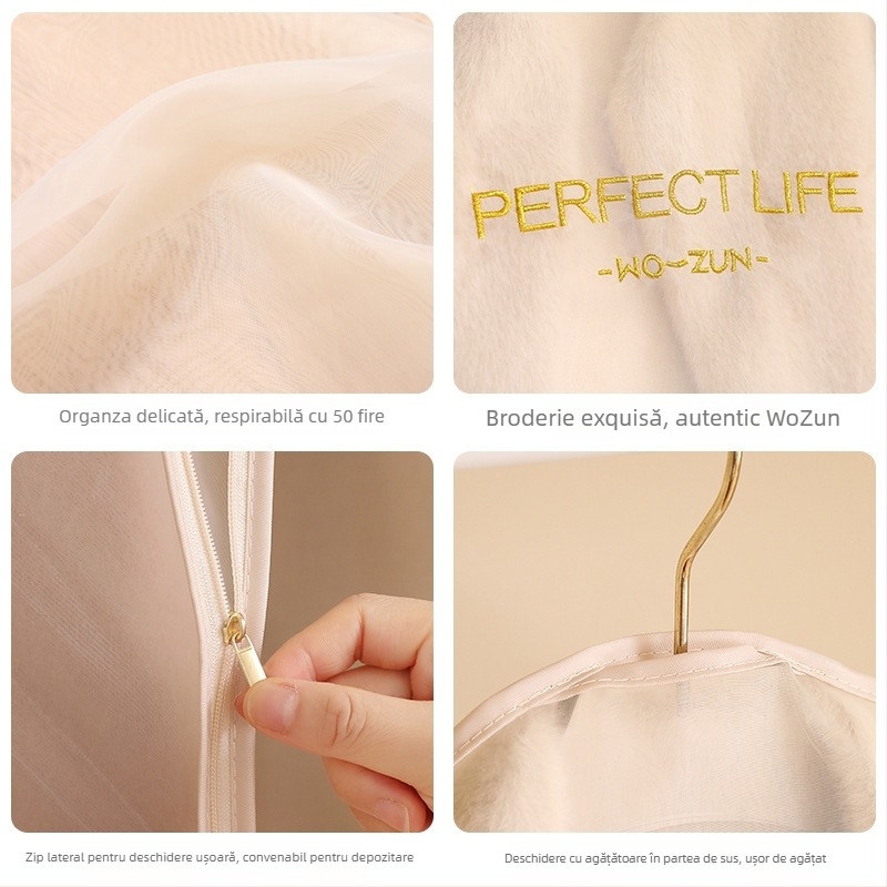 Acoperire din organza pentru haine – pentru paltoane și costume, stil modern minimalist, protecție împotriva prafului