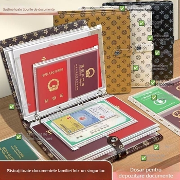 Etui din piele pentru documente, închidere magnetică, model 002, marcă Xianbo, 12 pagini, grosime 5 mm