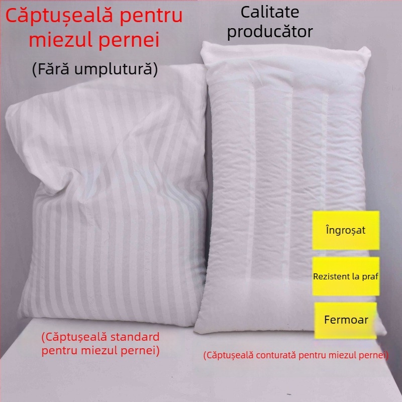 Pernă din hrișcă cu husă interioară și husă a miezului — pereche pentru adulți și copii, săculeț de umplutură cu coji de semințe Cassia, îngroșată