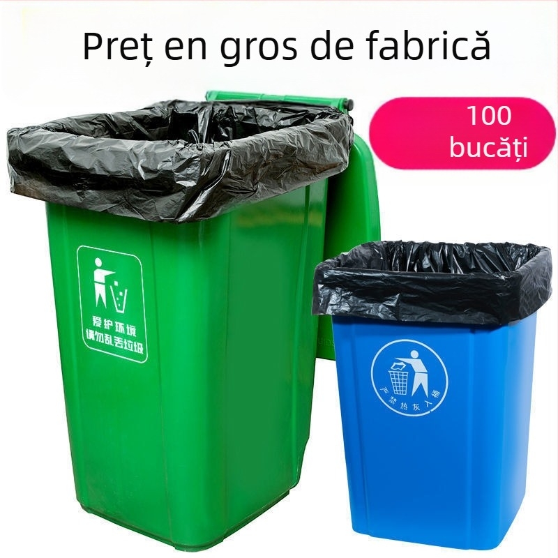 Sac de gunoi comercial, material PE, îngroșat, nebiodegradabil, reutilizabil