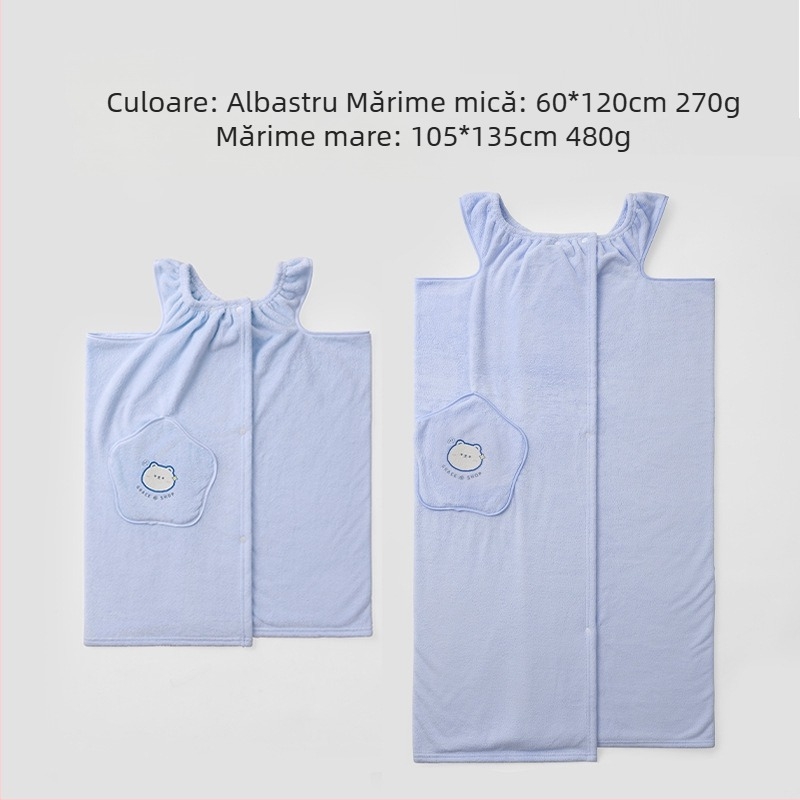 Robe de baie pentru familie - halat purtabil, uscare rapidă, 100% poliester, pentru părinți și copii, 270g/480g