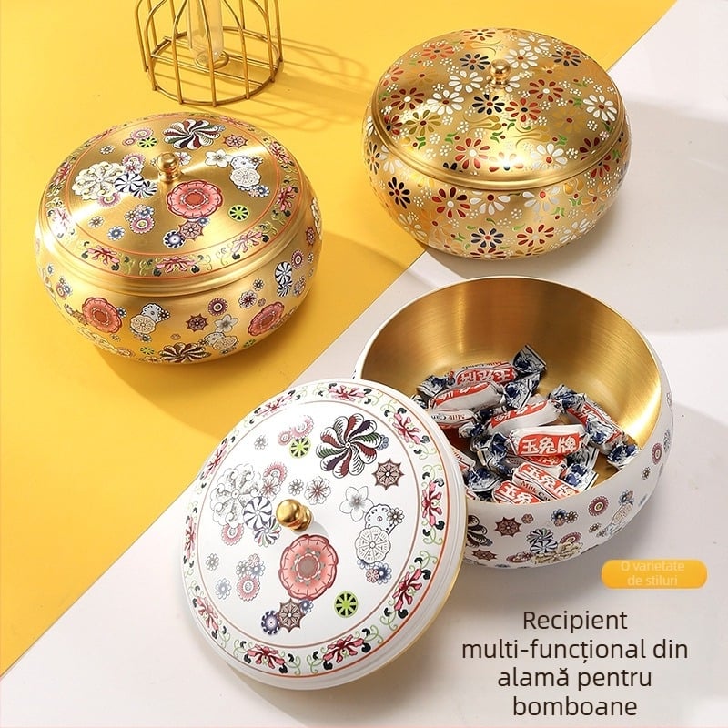 Platou pentru fructe din alamă și tavă pentru gustări, decor living, accesorii masă de cafea, Laint, stil nou chinezesc