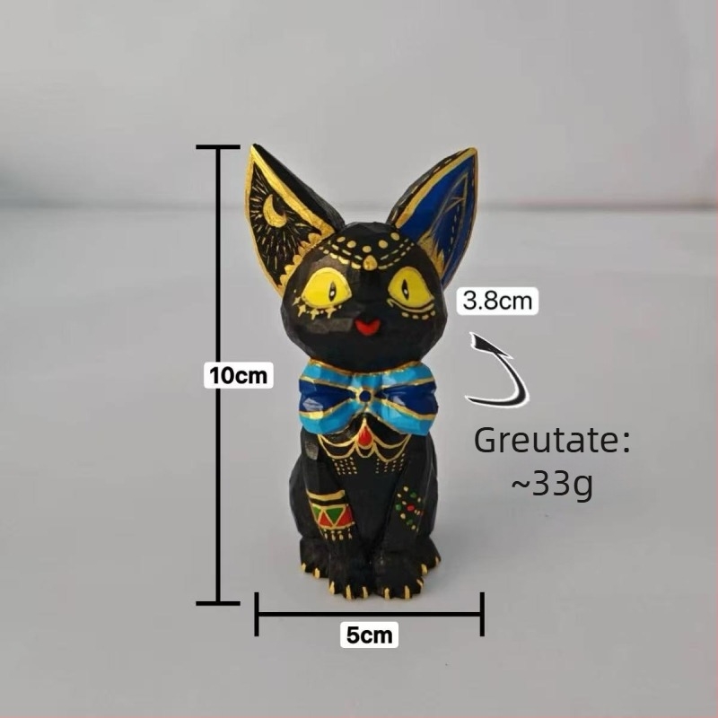 Ornament din lemn Basswood cu pisica Gigi pentru birou, comodă TV și măsuță de cafea – sculptură gravată manual, pictură DIY, artă modernă