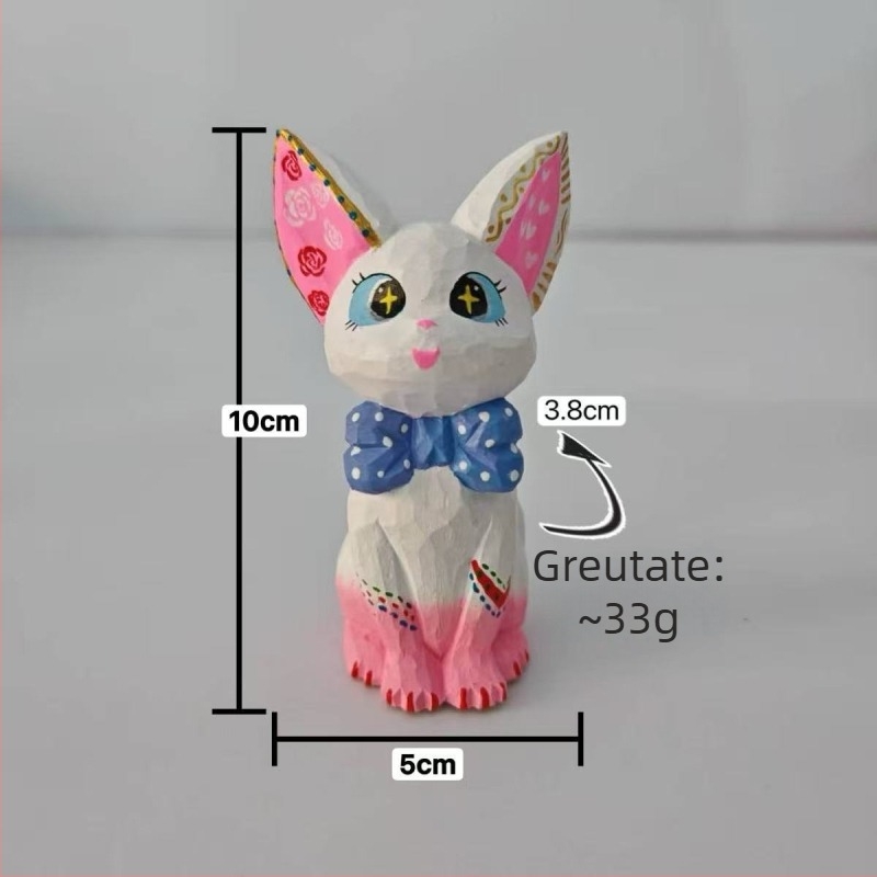 Ornament din lemn Basswood cu pisica Gigi pentru birou, comodă TV și măsuță de cafea – sculptură gravată manual, pictură DIY, artă modernă