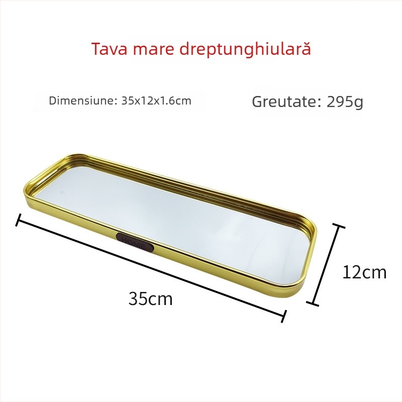 Tava oglindă din aliaj metalic și sticlă, dreptunghiulară, pentru agățat, lucrată manual din aluminiu și sticlă, decor pentru living