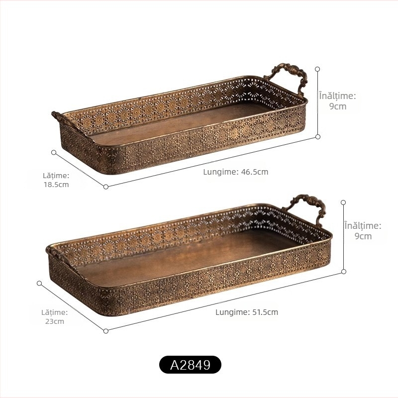 Set de tăvi din lemn în stil american retro, pentru living și decor de restaurant; Material: Lemn; Fără personalizare; Suprafața: Altele; Ambalaj: Carton