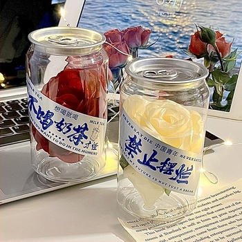 Ornament de birou cu trandafir înghețat într-un recipient transparent - Plastic - Stil modern simplu - Cadou personal