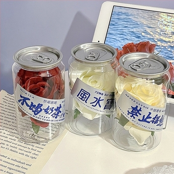 Ornament de birou cu trandafir înghețat într-un recipient transparent - Plastic - Stil modern simplu - Cadou personal