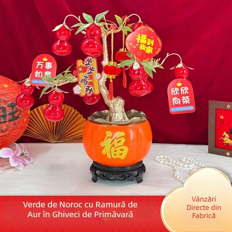 Pandantiv de rodie cu flori artificiale — plastic, stil Nou Chinezesc, decor interior/oficiu