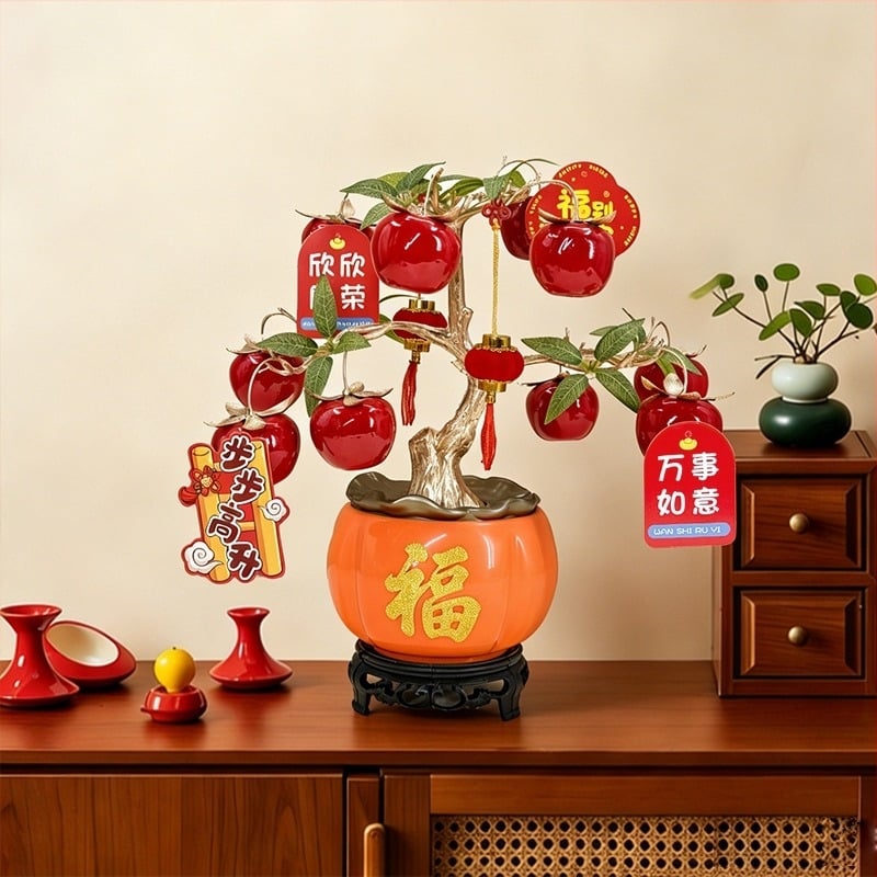 Pandantiv de rodie cu flori artificiale — plastic, stil Nou Chinezesc, decor interior/oficiu