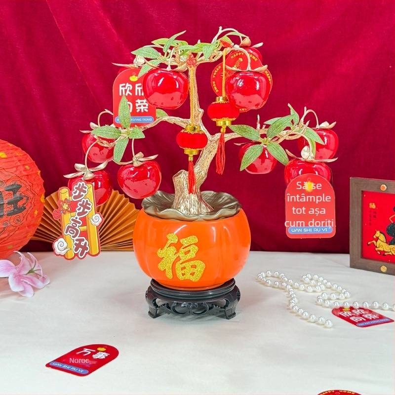 Pandantiv de rodie cu flori artificiale — plastic, stil Nou Chinezesc, decor interior/oficiu