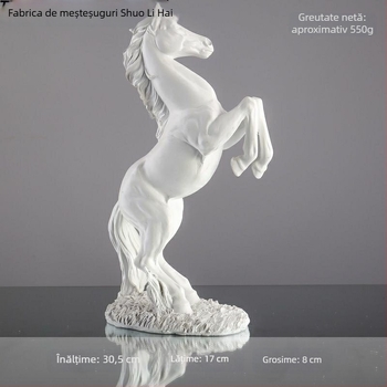 Ornament decorativ din rășină — cal pentru birou și hol la intrare, figură în stil chinezesc, gravură decorativă pentru living