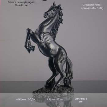 Ornament decorativ din rășină — cal pentru birou și hol la intrare, figură în stil chinezesc, gravură decorativă pentru living