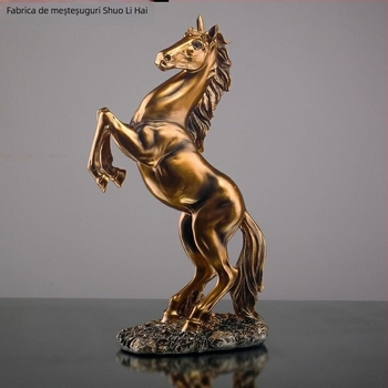 Ornament decorativ din rășină — cal pentru birou și hol la intrare, figură în stil chinezesc, gravură decorativă pentru living