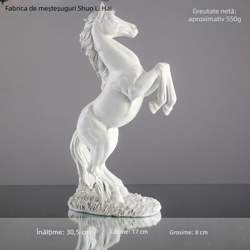 Ornament decorativ din rășină — cal pentru birou și hol la intrare, figură în stil chinezesc, gravură decorativă pentru living