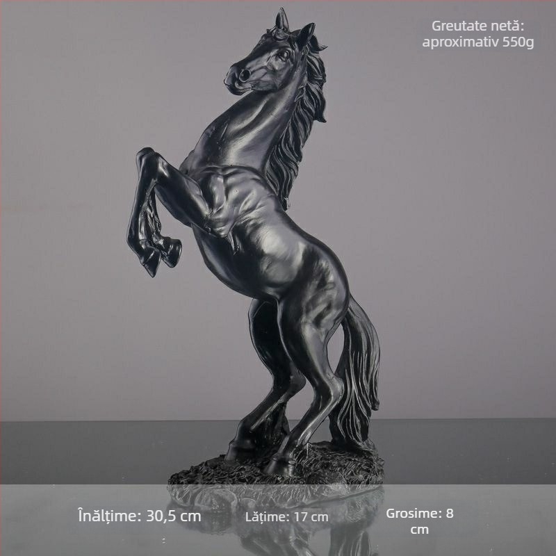 Ornament decorativ din rășină — cal pentru birou și hol la intrare, figură în stil chinezesc, gravură decorativă pentru living