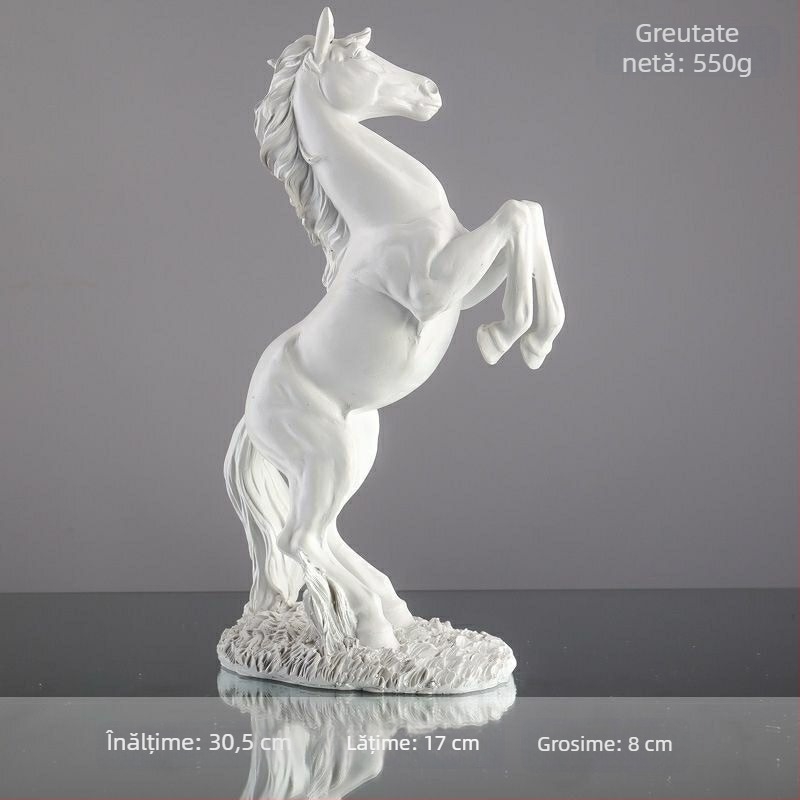 Ornament decorativ din rășină — cal pentru birou și hol la intrare, figură în stil chinezesc, gravură decorativă pentru living