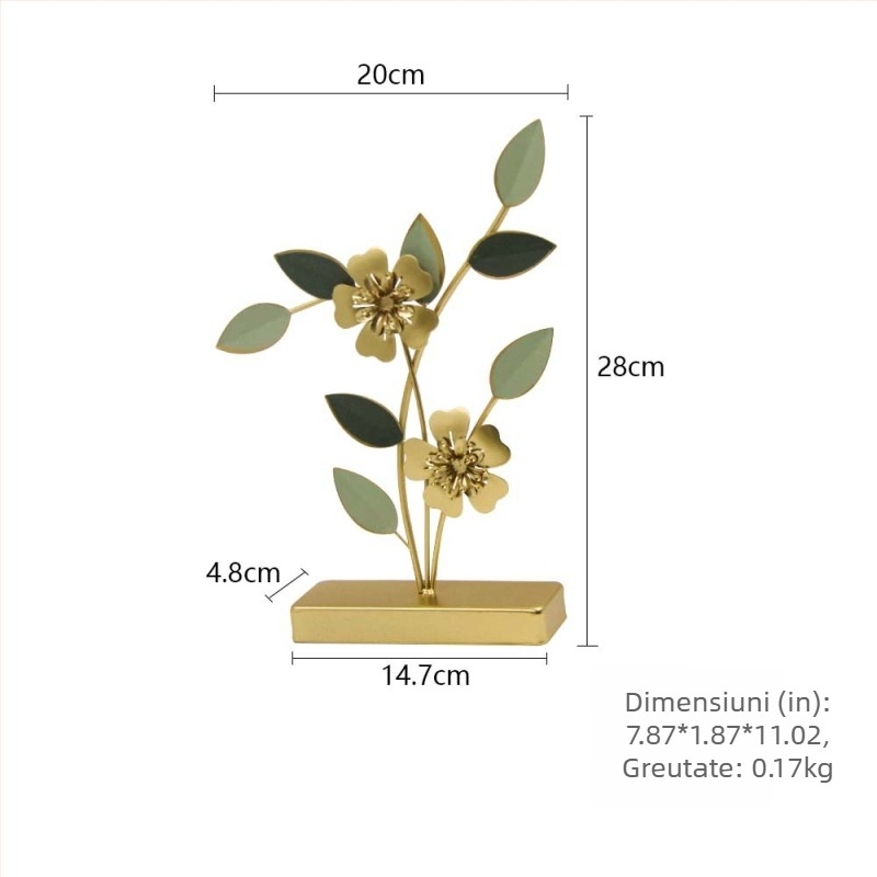 Ornament floral metalic, obiect de birou creativ din fier, formă geometrică pentru decor acasă, la birou și în hotel/restoran