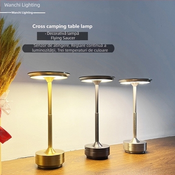 Lampa de masă cu atingere, baterie încorporată, abajur din acrilic, design geometric — lampă de noapte și lampă de atmosferă, CE certificat