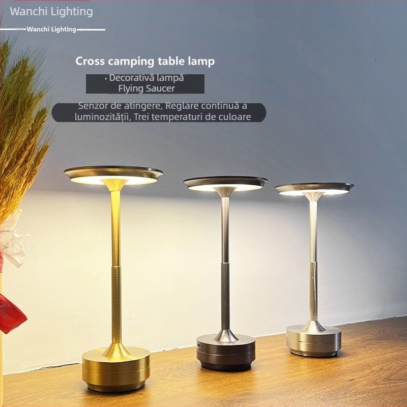 Lampa de masă cu atingere, baterie încorporată, abajur din acrilic, design geometric — lampă de noapte și lampă de atmosferă, CE certificat