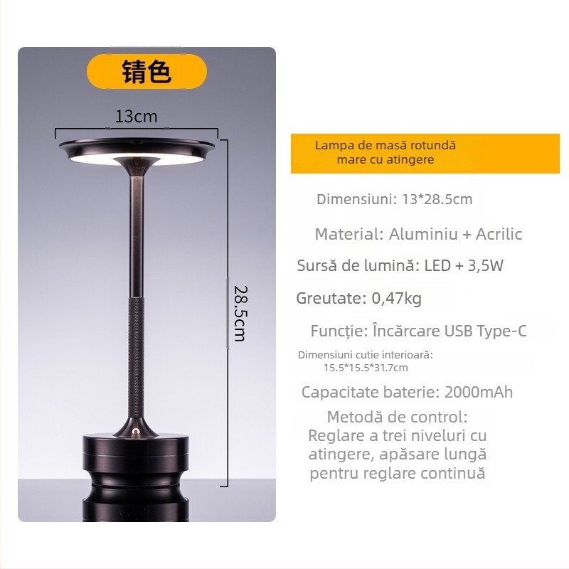 Lampa de masă cu atingere, baterie încorporată, abajur din acrilic, design geometric — lampă de noapte și lampă de atmosferă, CE certificat