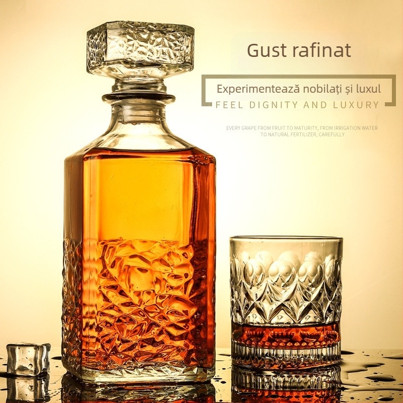 Sticlă de vin din sticlă, fund pătrat-diamant, sigilată, gata pentru imprimare