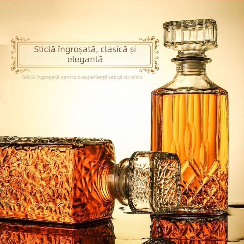 Sticlă de vin din sticlă, fund pătrat-diamant, sigilată, gata pentru imprimare