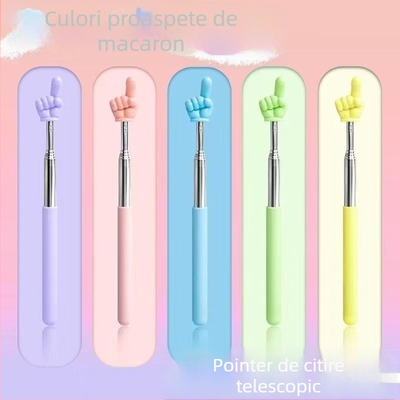 Indicator de lectură retractabil, în formă de deget, din plastic, pentru copii, stil desen animat, vârste 6–10 și peste 10 ani