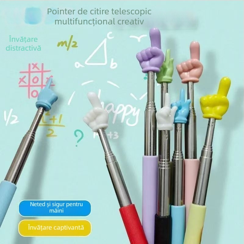 Indicator de lectură retractabil, în formă de deget, din plastic, pentru copii, stil desen animat, vârste 6–10 și peste 10 ani