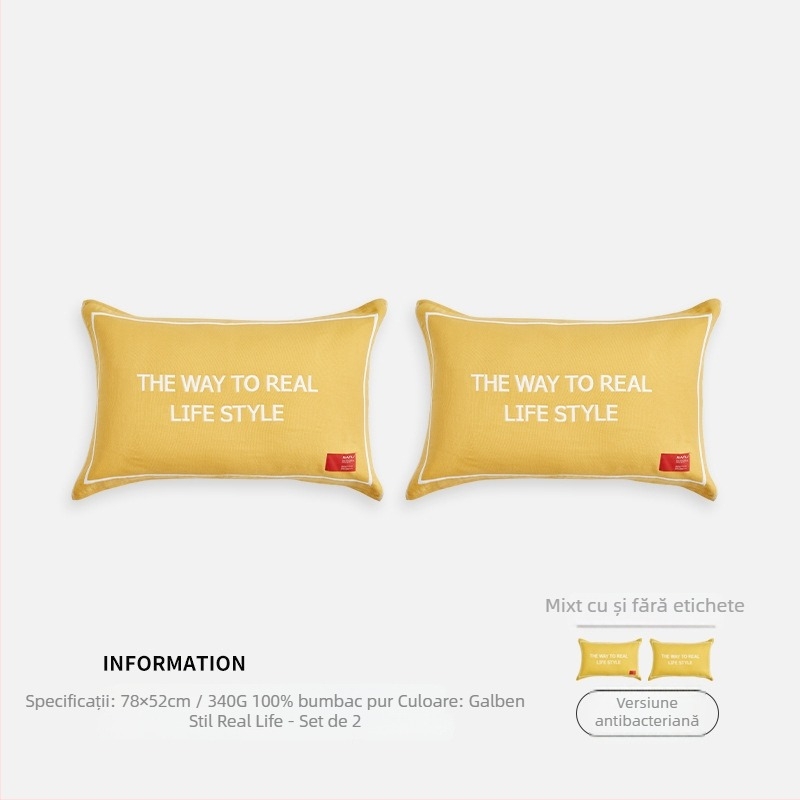 Huse de pernă din bumbac 100%, set de două, țesătură guază în stil european, design nordic