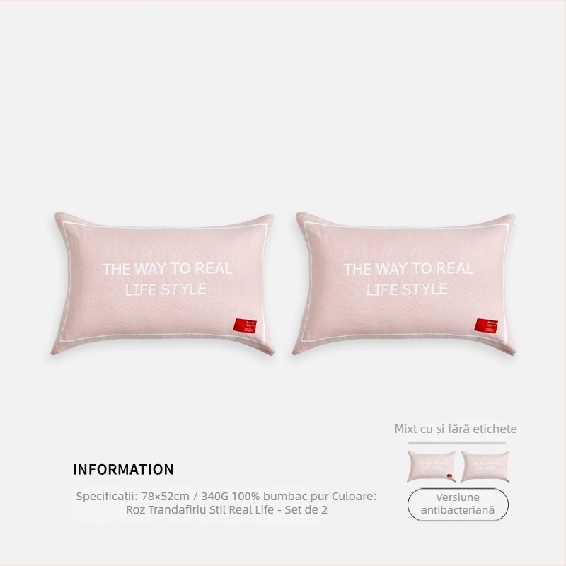 Huse de pernă din bumbac 100%, set de două, țesătură guază în stil european, design nordic