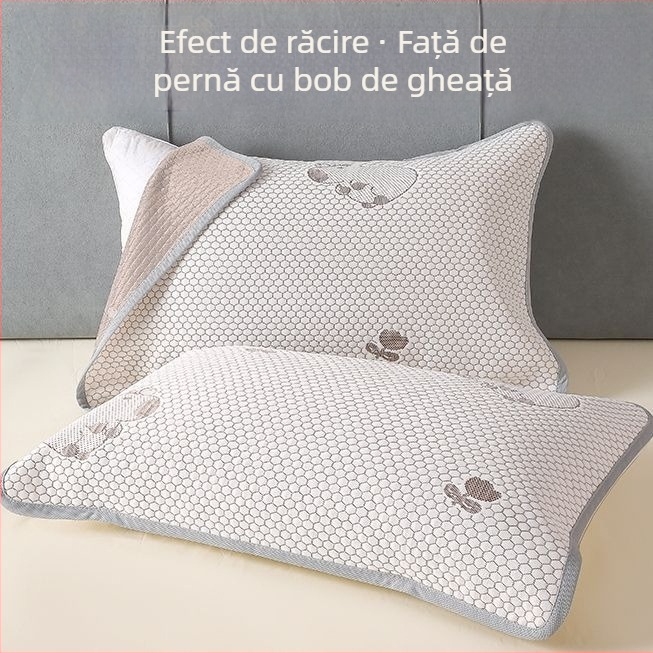 Fețe de pernă cu răcire prin boabe de gheață, set de 2, dimensiuni 52×75 cm, în stil bandaj, compatibile cu perne duble și standard
